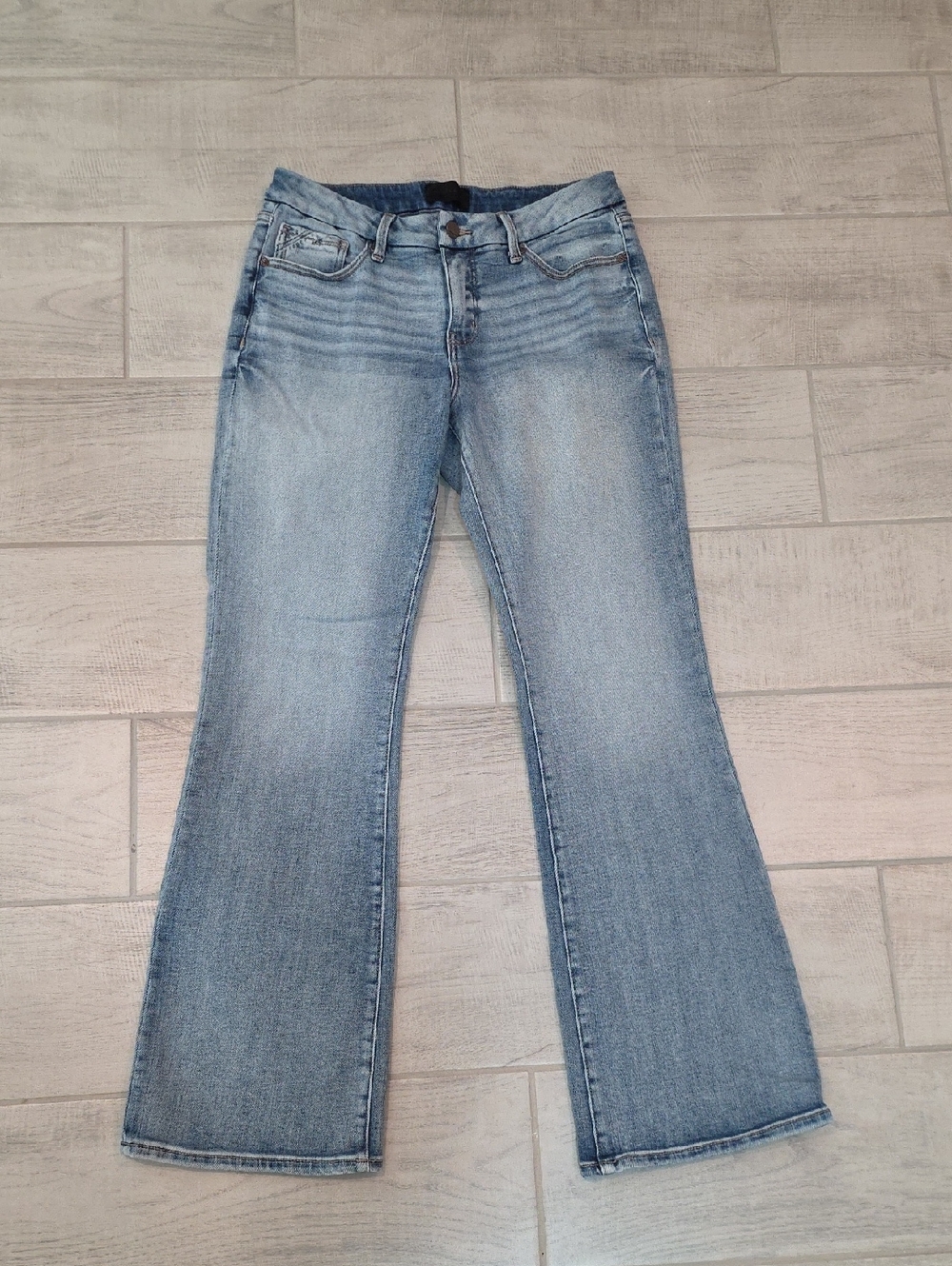 Buckle Light Blue Bootcut Jeans with Faded Finish